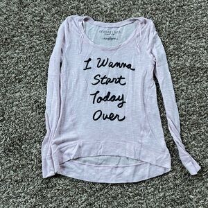 Aeropostale Pink  Lilac Graphic Long Sleeve Tee